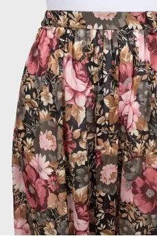 Printed silk trousers with elasticated hem