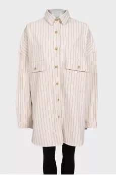 Біла джинсова сорочка oversize крою в смужку