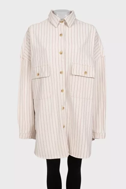 Біла джинсова сорочка oversize крою в смужку