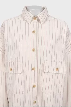 Біла джинсова сорочка oversize крою в смужку