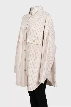 Біла джинсова сорочка oversize крою в смужку