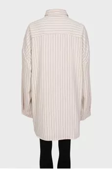 Біла джинсова сорочка oversize крою в смужку