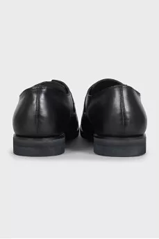 Men's black leather shoes with a buckle