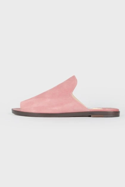 Suede mugles with an open toe