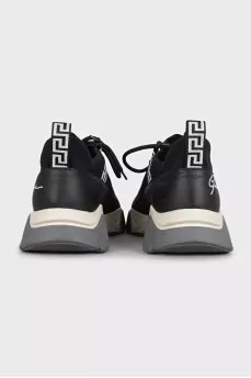 Men's leather and textile sneakers with a print