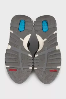 Men's leather and textile sneakers with a print