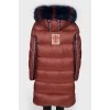 Bordeaux down jacket with fur hood