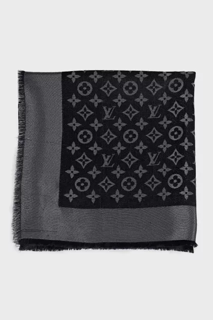 Men's silk and wool scarf with signature print