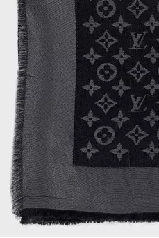 Men's silk and wool scarf with signature print