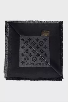 Men's silk and wool scarf with signature print
