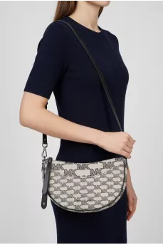 Gray textile bag with a signature print