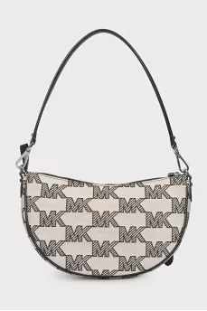 Gray textile bag with a signature print
