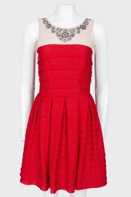 Pleated dress with rhinestones