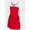 Pleated dress with rhinestones