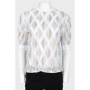 Asymmetrical lace inserts blouse