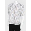 Asymmetrical lace inserts blouse