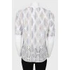 Asymmetrical lace inserts blouse