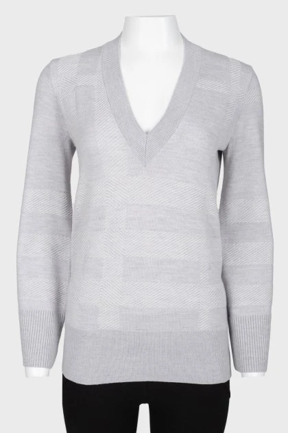 Grey V-neck pullover