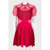 Crimson lace dress with a tag