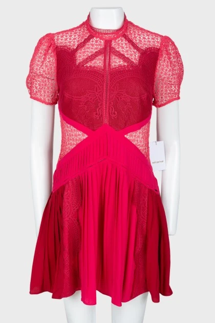 Crimson lace dress with a tag