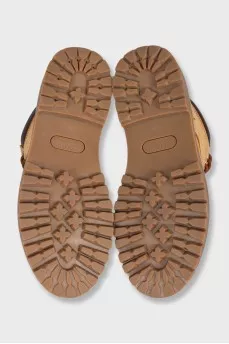 Leather lace-up boots with embossed logo