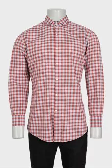 Men's slim fit plaid button-down shirt
