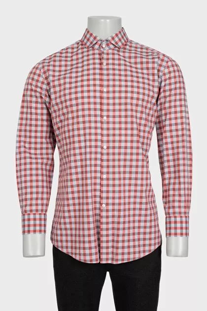 Men's slim fit plaid button-down shirt