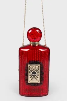 Bag shaped like a bottle on a gold chain