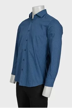 Men's straight blue shirt with a small print