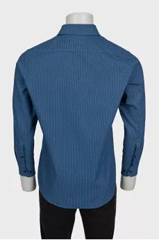 Men's straight blue shirt with a small print