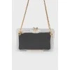 Transparent bag with suede black clutch inside