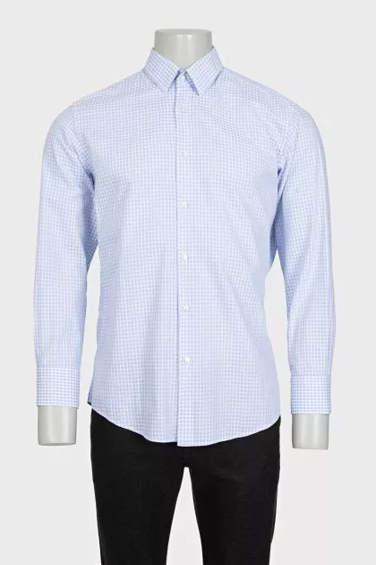 Men's light blue checkered shirt