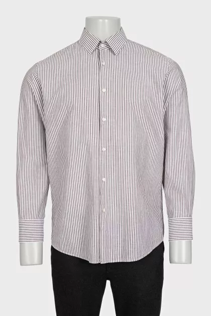 Men's white shirt with gray stripes