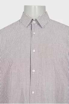 Men's white shirt with gray stripes
