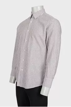 Men's white shirt with gray stripes