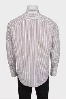Men's white shirt with gray stripes
