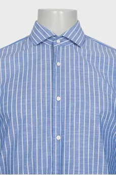 Men's light blue striped straight-cut shirt