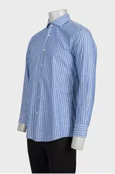 Men's light blue striped straight-cut shirt