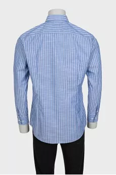 Men's light blue striped straight-cut shirt