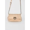 Leather golden studs handbag