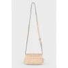Leather golden studs handbag
