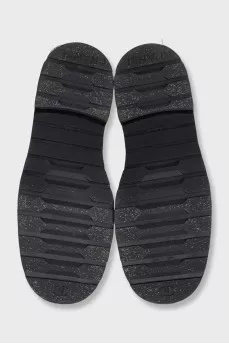 Black and white leather boots