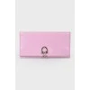 Pink leather magnetic closure wallet