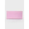 Pink leather magnetic closure wallet