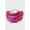 Bag with purple fur and rhinestones