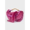 Bag with purple fur and rhinestones