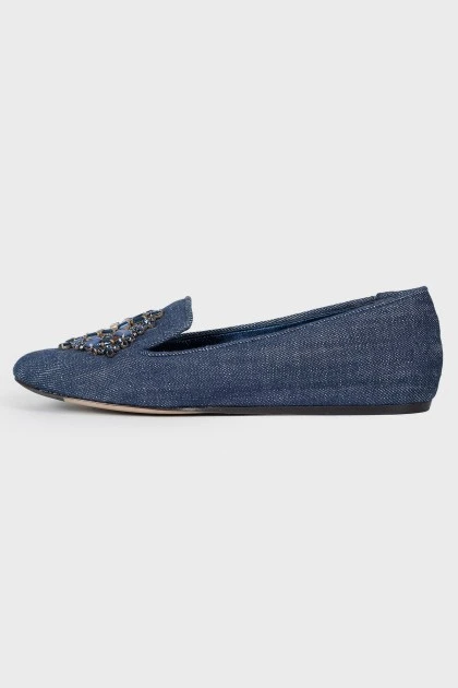 Loafers rhinestones denim with a tag