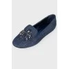 Loafers rhinestones denim with a tag