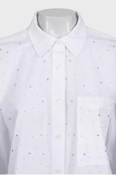 Straight-cut shirt decorated with crystals