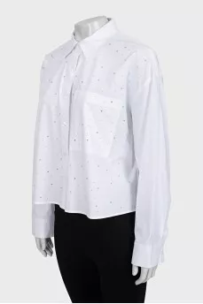 Straight-cut shirt decorated with crystals